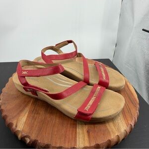 AETREX Gabby Adjustable Red leather strappy Sandals Size 41 US 10